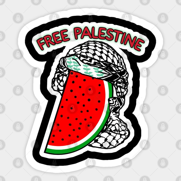 Watermelon Keffiyeh - Half Wrap - Free Palestine - Back Sticker by SubversiveWare